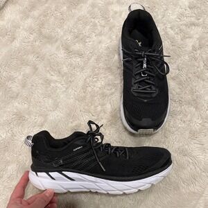 Hoka One One Clifton 6 in Black and white Mens Running Shoes Athletic Sneakers 9